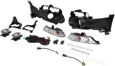 LED Fog Light Assembly with Halogen Turn Signal Compatible with 2015-2017 Ford Mustang Front Bumper Fog Lamp Kit Cover Trim Bezel Bracket Harness Wiring Switch Clear Lens Left & Right in Saudi Arabia