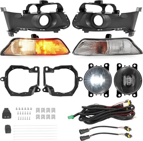 LED Fog Light Assembly with Halogen Turn Signal Compatible with 2015-2017 Ford Mustang Front Bumper Fog Lamp Kit Cover Trim Bezel Bracket Harness Wiring Switch Clear Lens Left & Right in Saudi Arabia