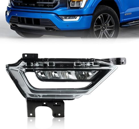 مصابيح ضباب LED مطورة متوافقة مع 2021-2023 Fo-rd F150، مصباح ضباب المصد الأمامي للجانب الأيمن للراكب مع عدسة شفافة، OEM# FO2593259 19629100 ML3Z15200C in Kuwait