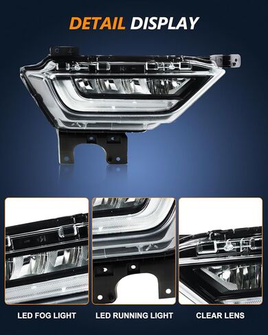 مصابيح ضباب LED مطورة متوافقة مع 2021-2023 Fo-rd F150، مصباح ضباب المصد الأمامي للجانب الأيمن للراكب مع عدسة شفافة، OEM# FO2593259 19629100 ML3Z15200C in Kuwait