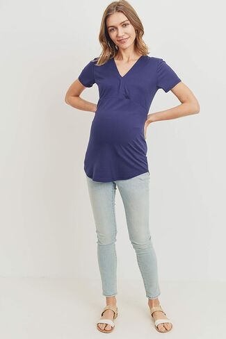 Women's Maternity V-Neck T-Shirts Top (Navy,S) in Kuwait