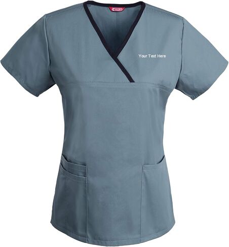 Women's Embroidered Scrub Top Personalized with Your Text in Kuwait