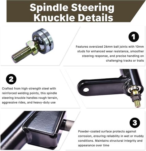 مجموعة مفاصل التوجيه المغزلية شديدة التحمل من JNDO (يسار ويمين) لـ Coleman KT196، KT194، CK196-T مفاصل كروية 26 مم، هيكل من الفولاذ المقوى يناسب 196cc Go-Karts و4-Wheeler Quads in Kuwait