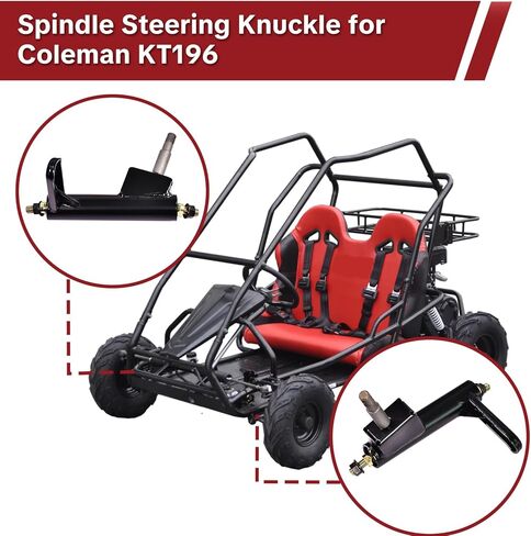 مجموعة مفاصل التوجيه المغزلية شديدة التحمل من JNDO (يسار ويمين) لـ Coleman KT196، KT194، CK196-T مفاصل كروية 26 مم، هيكل من الفولاذ المقوى يناسب 196cc Go-Karts و4-Wheeler Quads in Kuwait