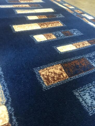 Emirates Modern Geometric Long Runner Rug Dark Blue Design 504 (31 Inch X9 Feet 10 Inch) in Saudi Arabia