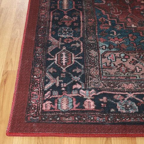 BLUENILEMILLS Indoor Runner Rug, Cotton Backing for Kids or Pets, Entry, Living Room, Kitchen, Dorm, Bedroom, Hallway, Machine Washable Rugs, Floor Cover, Vintage Home Decor, 2' 7" x 8', Red in Saudi Arabia