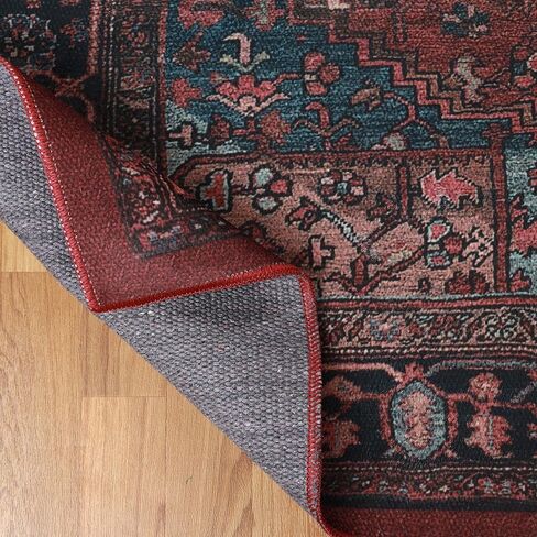 BLUENILEMILLS Indoor Runner Rug, Cotton Backing for Kids or Pets, Entry, Living Room, Kitchen, Dorm, Bedroom, Hallway, Machine Washable Rugs, Floor Cover, Vintage Home Decor, 2' 7" x 8', Red in Saudi Arabia