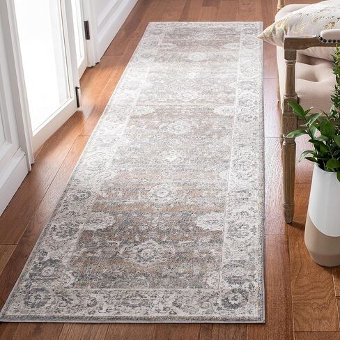 SAFAVIEH Webster Collection Runner Rug - 2'6" x 10', Grey & Beige, Distressed Viscose Design, Ideal for High Traffic Areas in Living Room, Bedroom (WBS326G) in Saudi Arabia