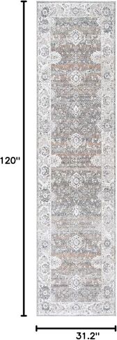 SAFAVIEH Webster Collection Runner Rug - 2'6" x 10', Grey & Beige, Distressed Viscose Design, Ideal for High Traffic Areas in Living Room, Bedroom (WBS326G) in Saudi Arabia