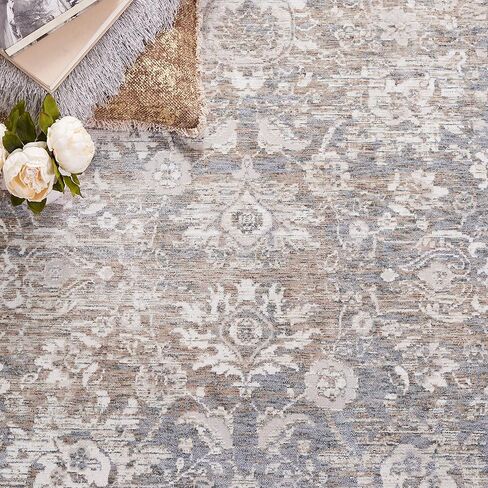 SAFAVIEH Webster Collection Runner Rug - 2'6" x 10', Grey & Beige, Distressed Viscose Design, Ideal for High Traffic Areas in Living Room, Bedroom (WBS326G) in Saudi Arabia