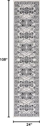 SAFAVIEH Tulum Collection Runner Rug - 2' x 9', Ivory & Black, Rustic Oriental Design, Non-Shedding & Easy to Clean, Ideal for Living Room, Hallway, Foyer, Entryway, Bedroom (TUL285A) in Saudi Arabia