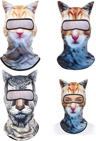 3PCS 3D Cat Ski Mask Shiesty, Cute Animal Sheisty Mask for Music Festivals Party Raves, UV Protector Lightweight Face Cover Outdoor Activities in Kuwait