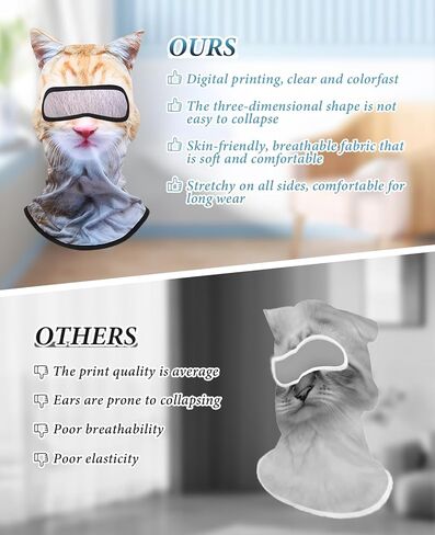 3PCS 3D Cat Ski Mask Shiesty, Cute Animal Sheisty Mask for Music Festivals Party Raves, UV Protector Lightweight Face Cover Outdoor Activities in Kuwait