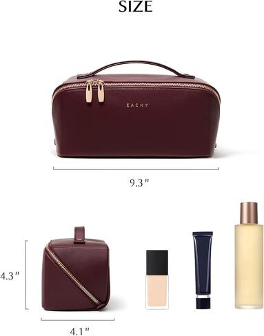 EACHY Makeup Bag, Portable 180° Wide-Open Flat Travel Toiletry Bag, Waterproof Cosmetic Bags for Women Large Capacity Makeup Pouch with Divider and Handle in Saudi Arabia