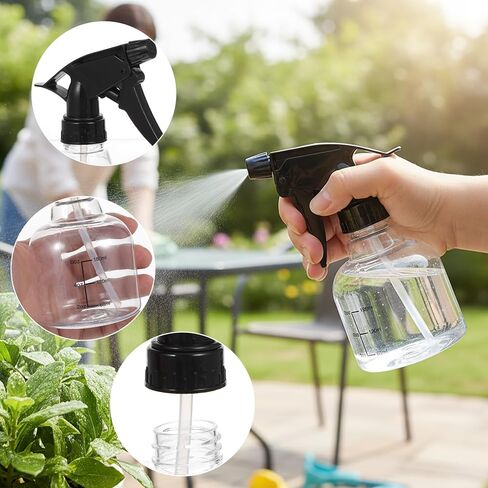 20 Pcs Empty Plastic Spray Bottles 8oz Mini Refillable Spray Bottle with Adjustable Nozzle Black Sprayers Small Spray Bottles with Scale for Cleaning, Hair, Plant, Kitchen in Kuwait