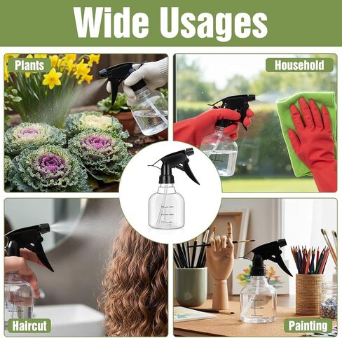 20 Pcs Empty Plastic Spray Bottles 8oz Mini Refillable Spray Bottle with Adjustable Nozzle Black Sprayers Small Spray Bottles with Scale for Cleaning, Hair, Plant, Kitchen in Kuwait
