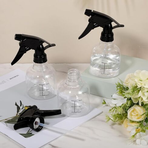 20 Pcs Empty Plastic Spray Bottles 8oz Mini Refillable Spray Bottle with Adjustable Nozzle Black Sprayers Small Spray Bottles with Scale for Cleaning, Hair, Plant, Kitchen in Kuwait