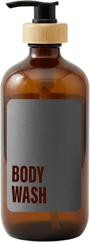 موزع صابون الأطباق الزجاجي من سافي آند سورتيد لحوض المطبخ سعة 1 لتر، موزع صابون اليد للحمام، زجاجات زجاجية شفافة قابلة لإعادة الملء مع مضخة من الخيزران الأبيض لغسل اليدين السائل، 34 أونصة سائلة in Kuwait