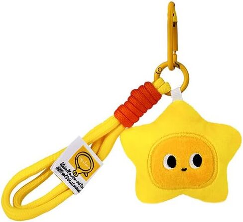 Cute Plush Keychains Wristlet for Women Yellow Star Lanyard Key Rings Charm Wallet Car Keys Accessories in Kuwait