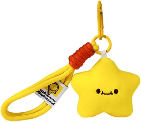 Cute Plush Keychains Wristlet for Women Yellow Star Lanyard Key Rings Charm Wallet Car Keys Accessories in Saudi Arabia
