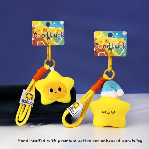 Cute Plush Keychains Wristlet for Women Yellow Star Lanyard Key Rings Charm Wallet Car Keys Accessories in Saudi Arabia