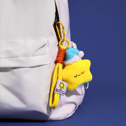 Cute Plush Keychains Wristlet for Women Yellow Star Lanyard Key Rings Charm Wallet Car Keys Accessories in Saudi Arabia