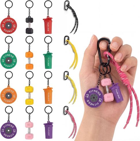 Nosiny 16 Pcs Gym Keychains Dumbbell Weights Keychain Set Gym Bag Purse Charms Fitness Accessories for Women and Men, Cute Car Key Chains for Backpack Purse Water Bottles Workout Gifts in Saudi Arabia