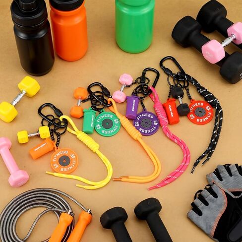 Nosiny 16 Pcs Gym Keychains Dumbbell Weights Keychain Set Gym Bag Purse Charms Fitness Accessories for Women and Men, Cute Car Key Chains for Backpack Purse Water Bottles Workout Gifts in Saudi Arabia