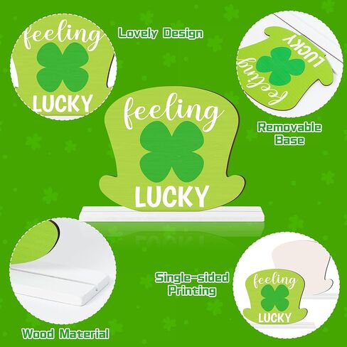 St. Patrick's Day Centerpieces - Lucky Charms Wooden Tiered Tray Signs Table Decorations, Cereal-sly Green Clover Detachable Table Topper for Home Kitchen Bedroom Irish Day Event Supplies in Kuwait