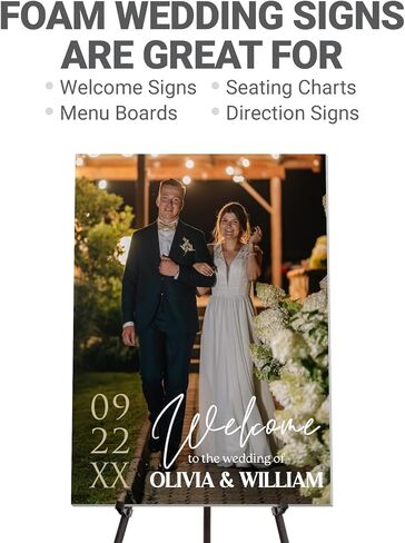 GotPrint Custom Wedding Sign, Personalized Foam Board, Ceremony and Reception Signage, Photo and Text, Seating Chart, Welcome Greeting, Rectangle Vertical, 24" × 36", 1 QTY in Kuwait