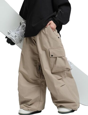 YIHEREROX Unisex Baggy Snow Ski Pants Softshell Insulated Waterproof Snowboard Pants with Zipper Pockets for Winter Sports in Saudi Arabia