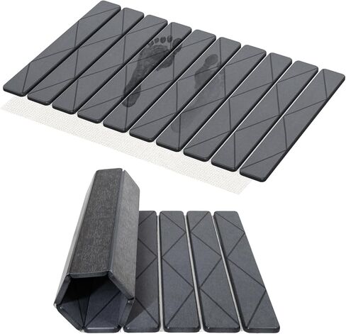 سجادة حمام حجرية، سجادات حمام حجرية قابلة للطي للحمام، سجادة أرضية دياتومي فائقة الامتصاص، غير قابلة للانزلاق مقاس 23.6 × 15.8 بوصة، سجادات حمام مدمجة وسهلة التخزين، سهلة التنظيف، رمادي in Kuwait