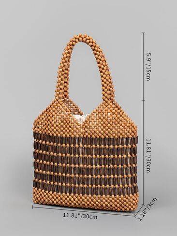 Womens Wooden Beaded Bag Woven Purse Small tote bag Handmade Handbag Clutch in Saudi Arabia