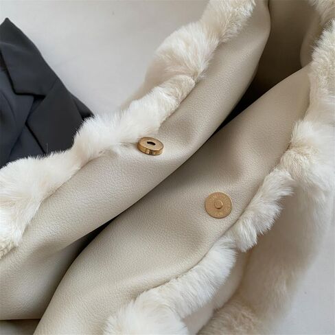 Soft Faux Fur Large Shoulder Tote Bag for Women Plush Handbag and Purse Furry Top Handle Bag in Saudi Arabia