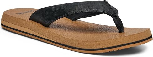 Sanuk Yoga Mat II | Flip Flops for Women | Yoga Sandals For Women | Women's Beach Sandals | Memory Foam Footbed, Black, Tan, 7 in Saudi Arabia