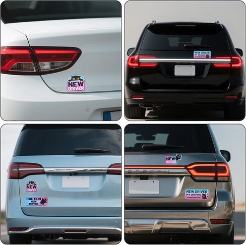 4pcs Black Cat New Driver Car Magnets, 3 Sizes Lovely Cat Rookie New Driver Magnetic Waterproof Cute Cartoon Student Stickers for Car Bumper Safety Warning Signs in Saudi Arabia