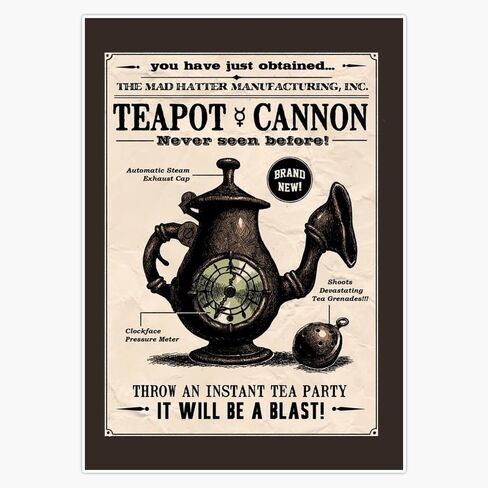 Teapot Cannon (Alice Madness Returns) 5" Removable Magnetic Bumper Sticker | Heavy-Duty Vehicle Magnet in Saudi Arabia