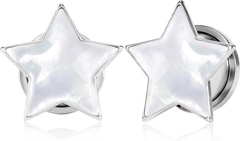 Shell Opal Star Ear Gauges Plugs, 2PCS Stainless Steel 0g 00g Tunnels Hypoallergenic Earrings Expander Stretchers Body Piercing Jewelry for Women and Men(8mm-16mm) in Kuwait