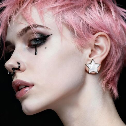 Shell Opal Star Ear Gauges Plugs, 2PCS Stainless Steel 0g 00g Tunnels Hypoallergenic Earrings Expander Stretchers Body Piercing Jewelry for Women and Men(8mm-16mm) in Kuwait