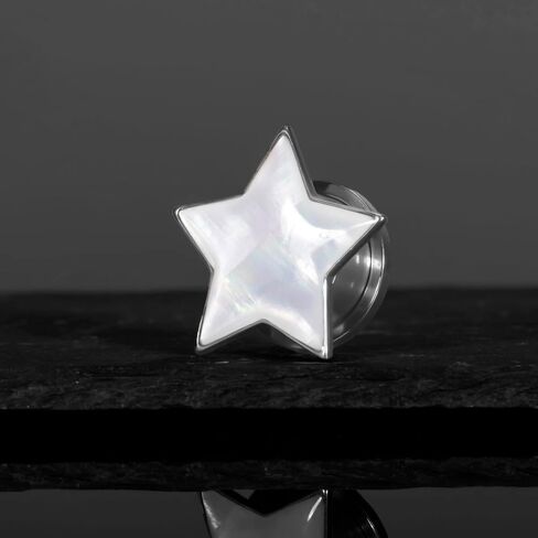 Shell Opal Star Ear Gauges Plugs, 2PCS Stainless Steel 0g 00g Tunnels Hypoallergenic Earrings Expander Stretchers Body Piercing Jewelry for Women and Men(8mm-16mm) in Kuwait