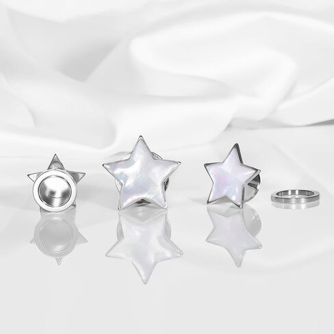 Shell Opal Star Ear Gauges Plugs, 2PCS Stainless Steel 0g 00g Tunnels Hypoallergenic Earrings Expander Stretchers Body Piercing Jewelry for Women and Men(8mm-16mm) in Kuwait