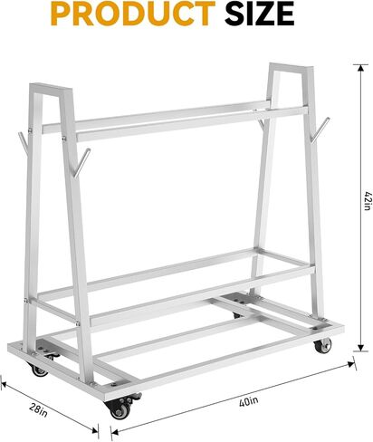 حامل غسيل وناقل حصيرة، عربة سجادة أرضية مع عجلات حامل سجادة أرضية تجارية مع أربعة قضبان قصيرة 42 بوصة طول × 28 بوصة عرض × 40 بوصة ارتفاع in Kuwait