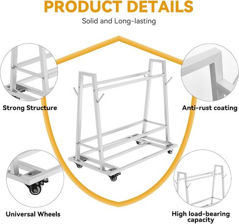 حامل غسيل وناقل حصيرة، عربة سجادة أرضية مع عجلات حامل سجادة أرضية تجارية مع أربعة قضبان قصيرة 42 بوصة طول × 28 بوصة عرض × 40 بوصة ارتفاع in Kuwait
