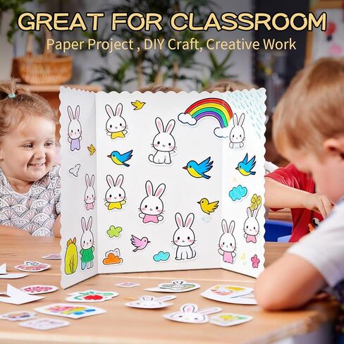 30 Pack 24" x 36" White Trifold Poster Board Bulk, Corrugated Foldable Tri-fold Display Board for Science Fair, School Projects, Presentations, Art, Business & Classroom Supplies in Kuwait