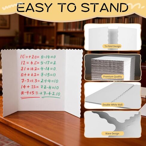 30 Pack 24" x 36" White Trifold Poster Board Bulk, Corrugated Foldable Tri-fold Display Board for Science Fair, School Projects, Presentations, Art, Business & Classroom Supplies in Kuwait