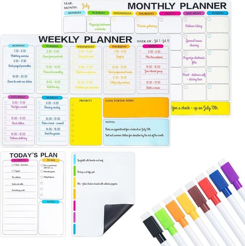 4 Pack Dry Erase Calendar for Fridge, 16.5 x 12 Monthly & Weekly & Daily Chore Chart, Planning Whiteboard with 10 Markers and Eraser, Use for Refrigerator Wall Door- Shopping, Meal/Menu, to Do List in Saudi Arabia