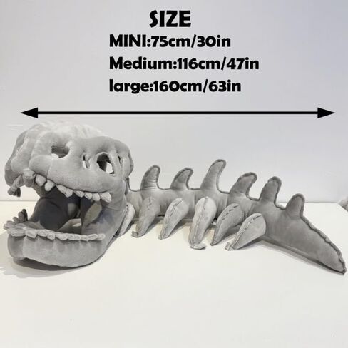 Dinosaur Skeleton Plush Costume for Adults, Funny Halloween Dino Bone Head & Back Set, Soft Cosplay Party Outfit (MINI:30IN) in Saudi Arabia