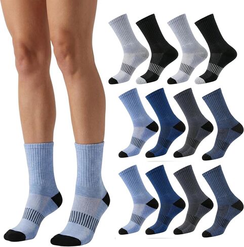 Tipi Toe 12-Pack Women's Athletic Hiking Running Thick Cushion Crew Socks - Breathable with Arch Support Socks in Kuwait