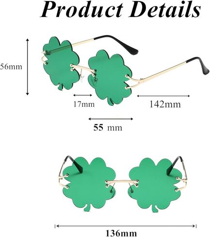 نظارات شمس عيد القديس باتريك الأيرلندية شامروك، نظارات زي ليبرشون باللون الأخضر بأربع أوراق البرسيم لتزيين الحفلات in Kuwait
