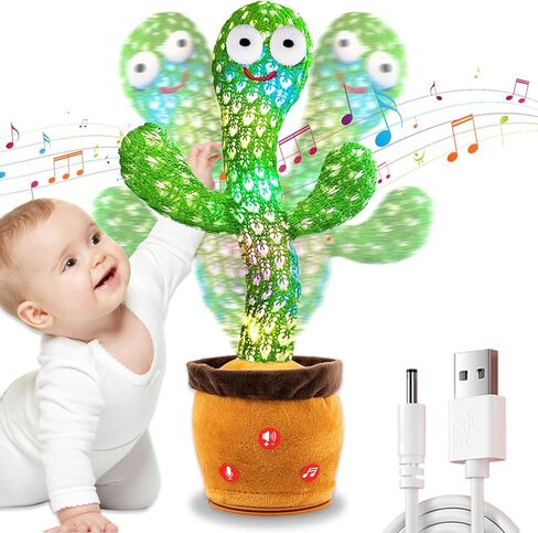 Dancing Talking Cactus Toy, Toddler Baby Toys for Boys Girls Gifts Singing Mimicking Cactus Toy Recording Repeating What You Say Cactus Baby Toy(Rechargeable) in Saudi Arabia